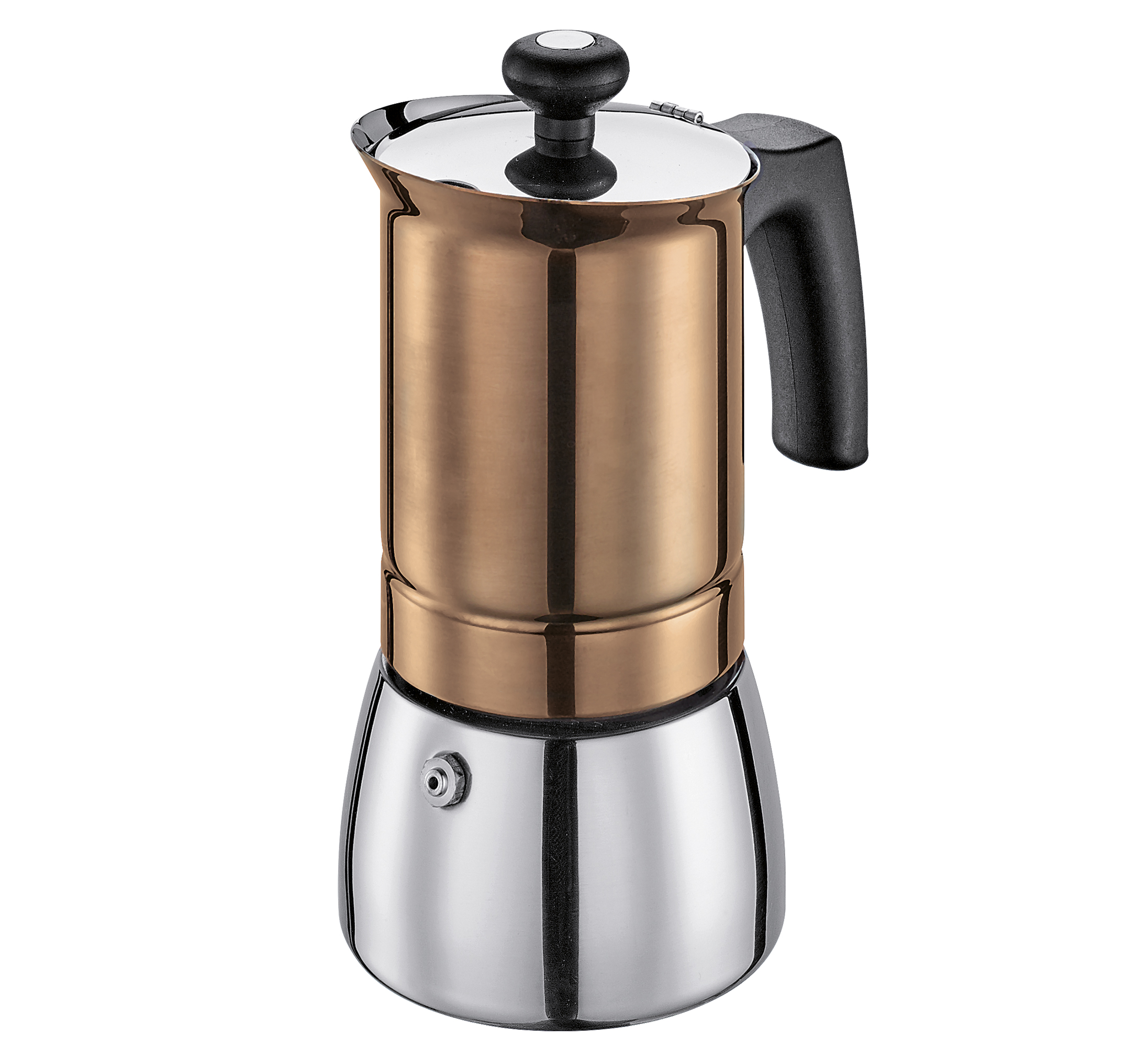 Espressokocher TOSCA 4 Tassen , Edelstahlkupfer Mit induktionsgeeignetem Boden Ø 9 cm ist ein Blickfang für jede Küche