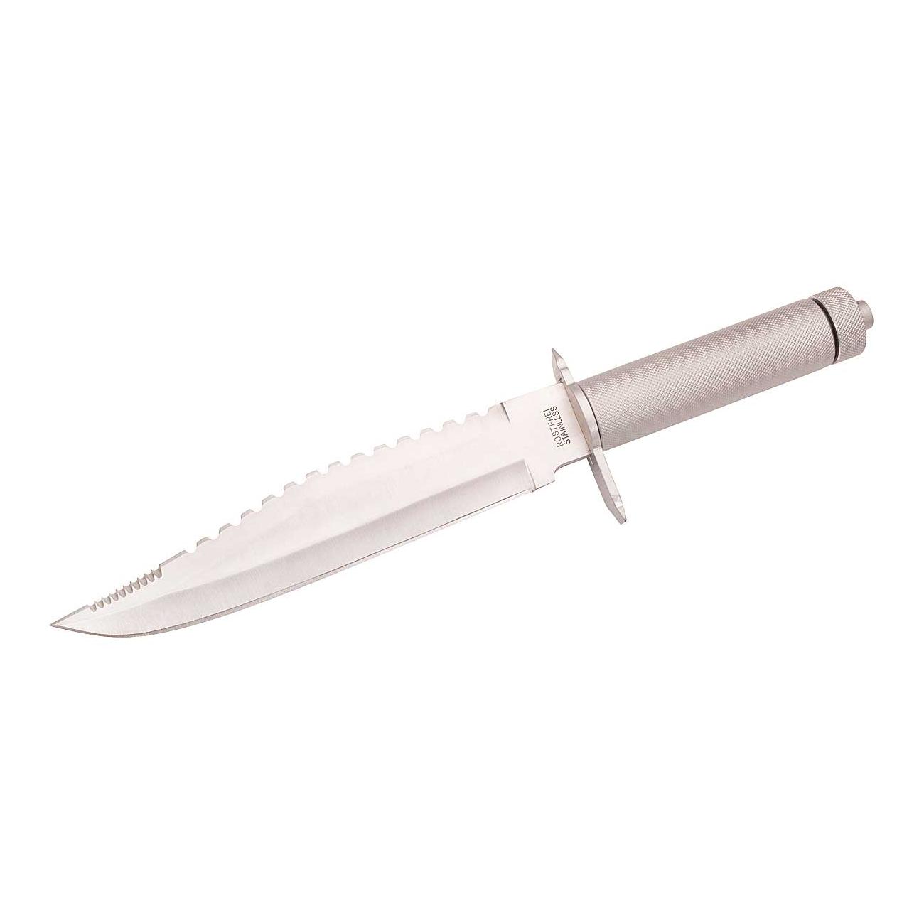 Herbertz Survival-Messer, Stahl AISI 420, Rückensäge, Aluminiumgriff, 