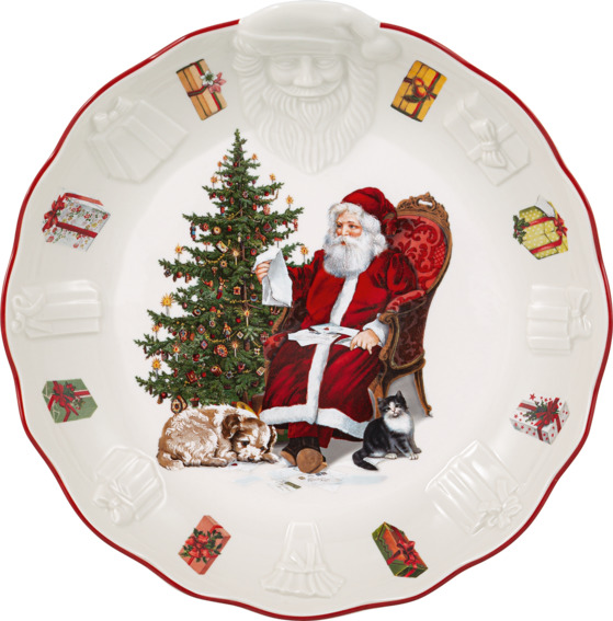 Schale mit Santa Relief, Wunschzettel 25 Weihnachten Porzellan 