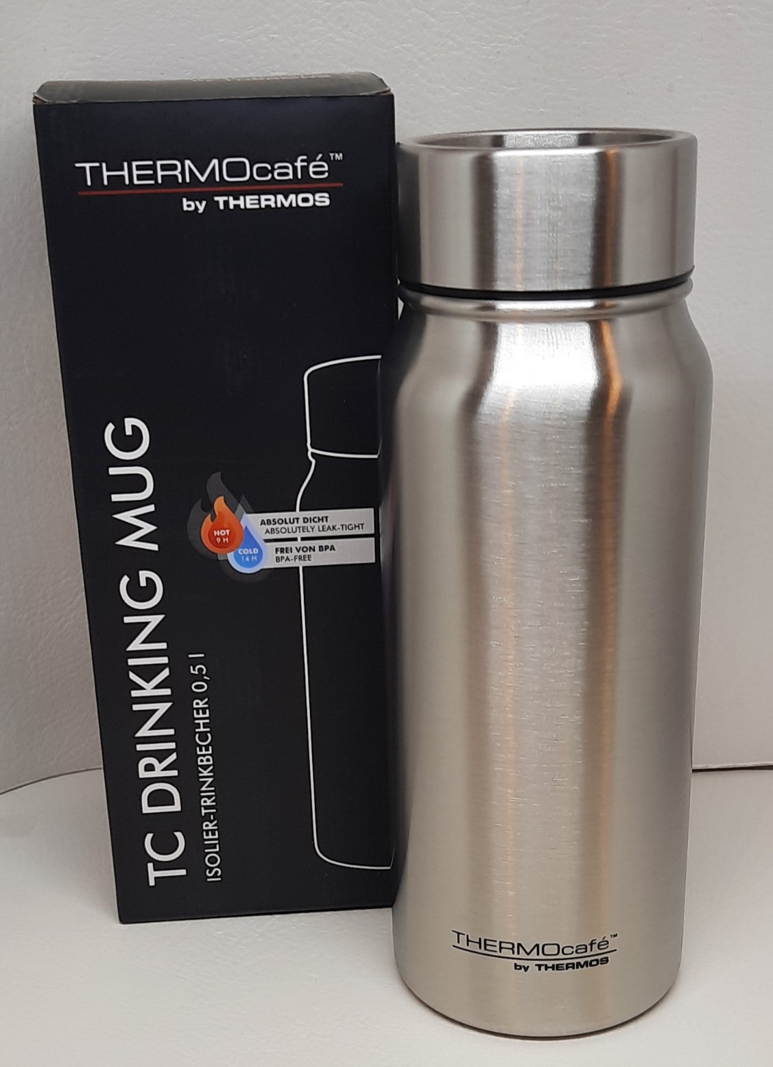 TC DRINKING MUG st. steel mat 0,50l Coffee to go,doppelwandig, frei von BPA absolut dicht und auslaufsicher