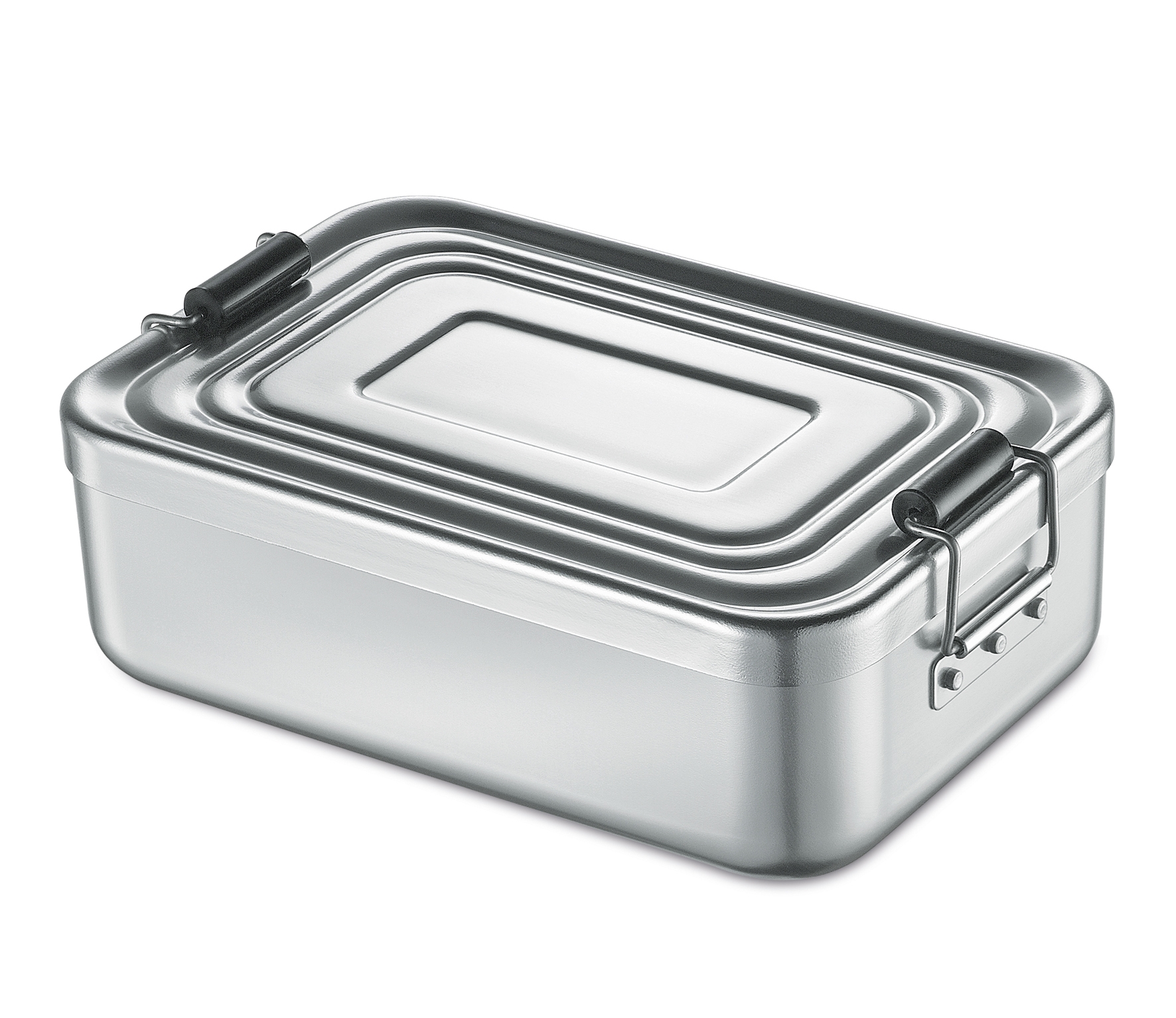 Lunch Box Aluminium, eloxiert 23x15x6,5 für Schule, Büro, Freizeit + mit Trennsteg  