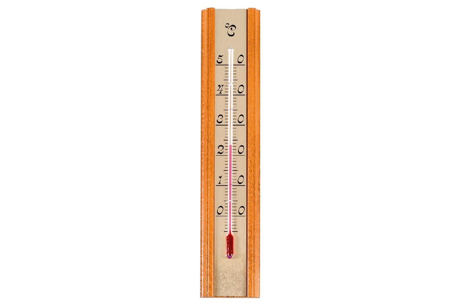 TFA Zimmer-Thermometer Eiche 20,5x4cm  Eichenholz / Aluminiumskala, zur Kontrolle der 