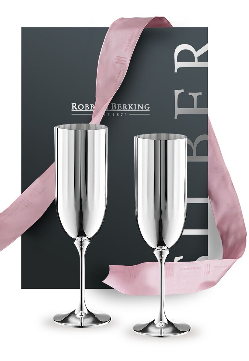 Champagner-Geschenkset incl. Geschenketui 2Champagnerkelche Belvedere 90 versilbert 