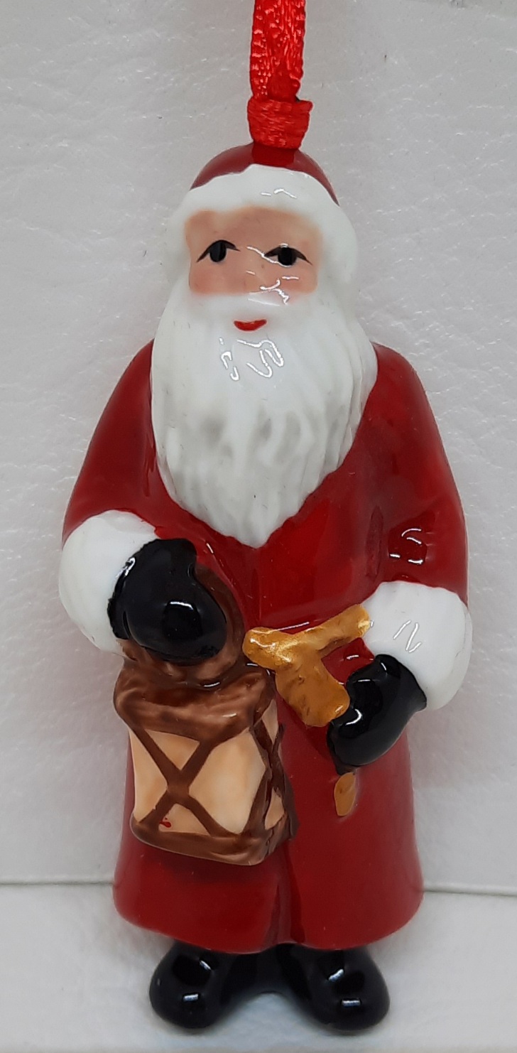Ornamente Santa Claus mit Laterne Weihnachten Porzellan 