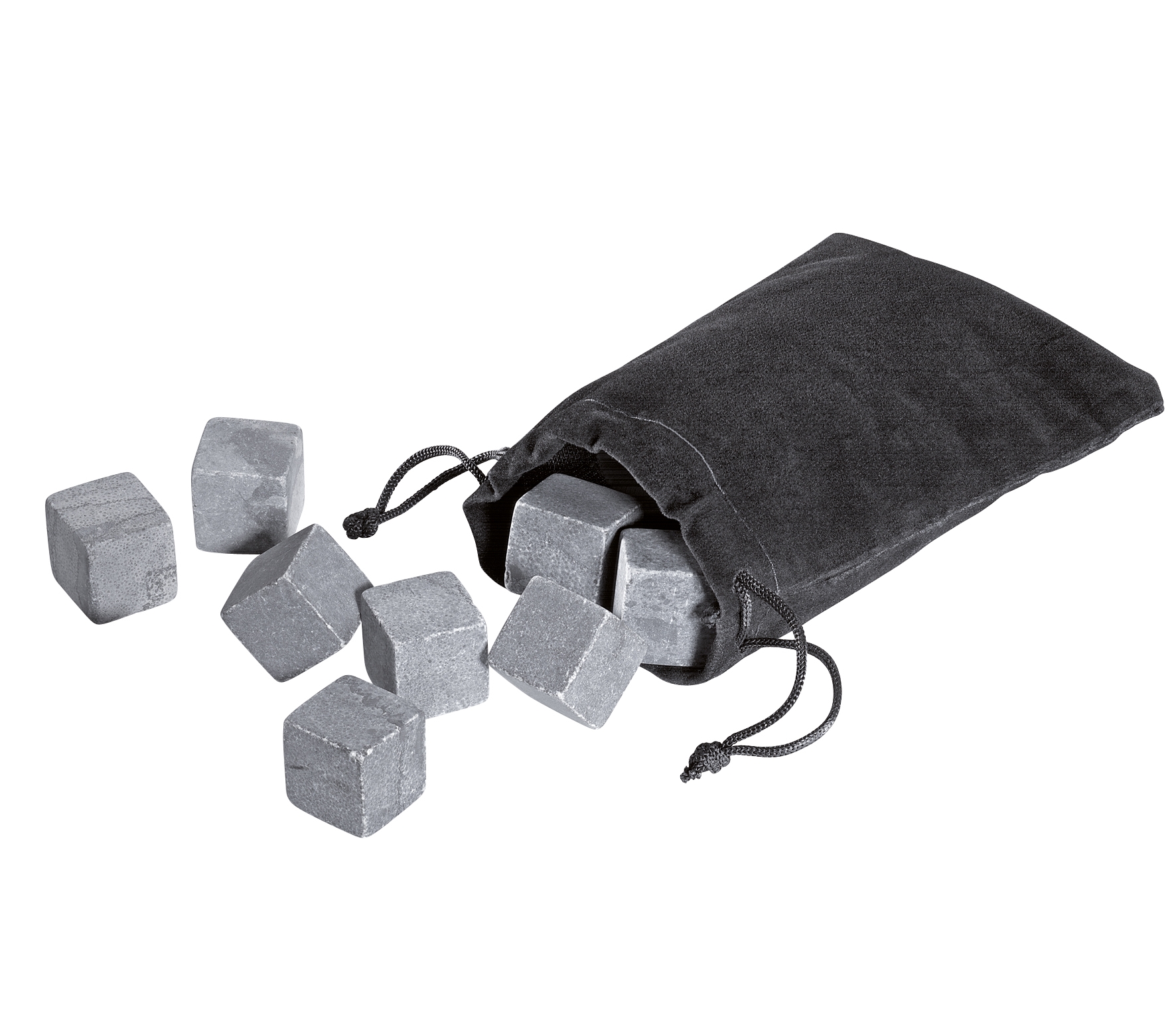 Kühlsteine COOL ROCKS 9er Set Granit   coole Drinks ohne Verwässern mit Tasche zur Aufbewahrung