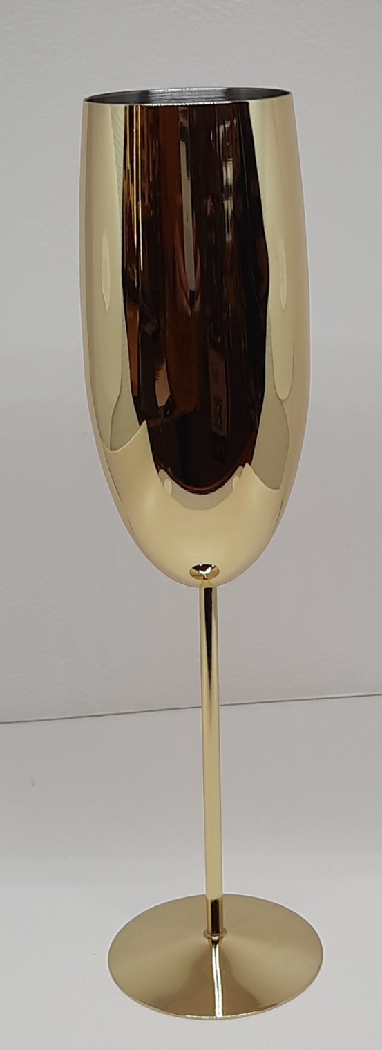 Champagnerkelch Edelstahl/PVD Gold 270 ml, 25,5 cm hoch 
