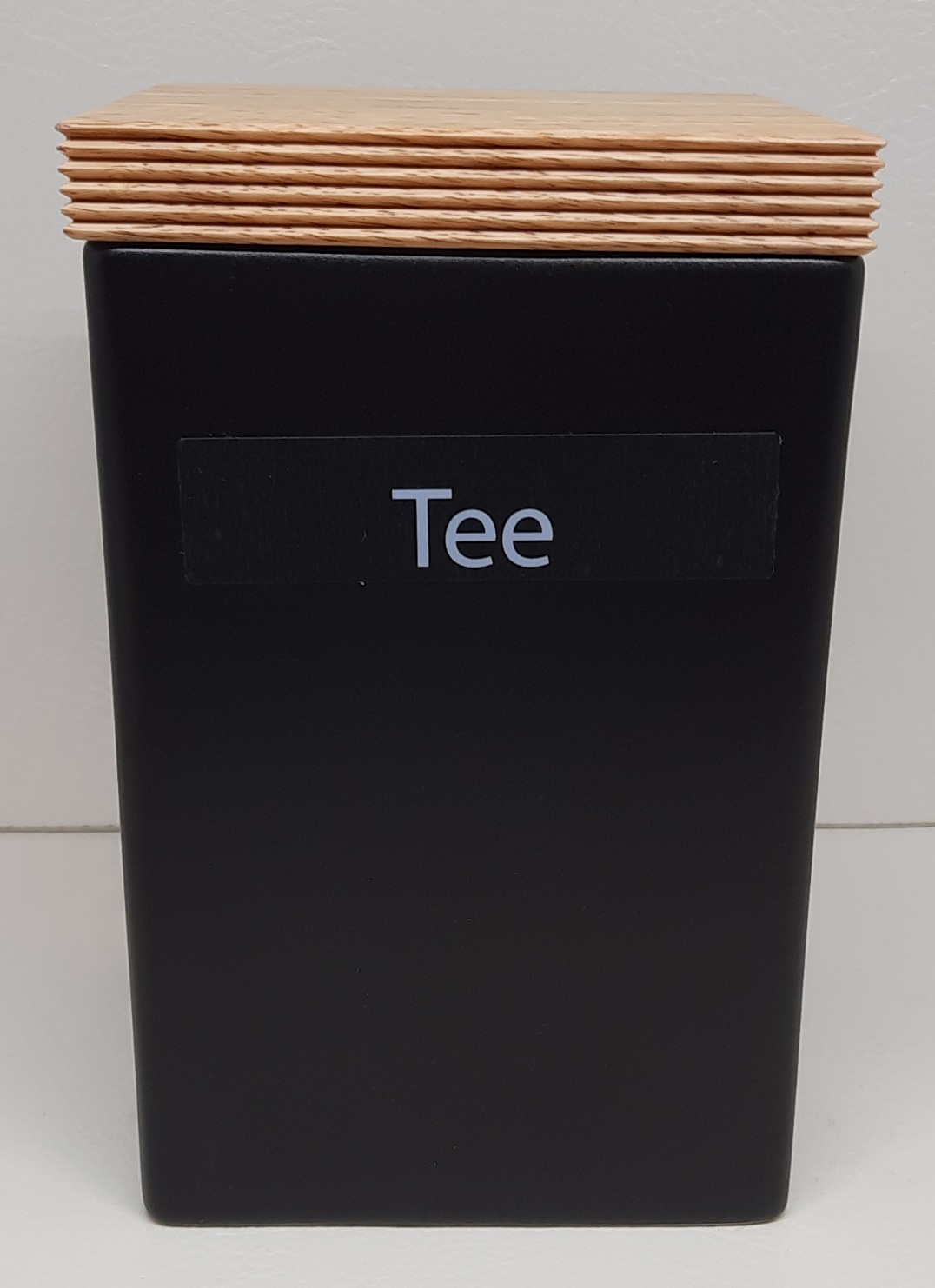 Vorratsdose quadratisch mit Holzdeckel,1000 ml  10 x 10 x 16,5 cm, matt schwarz Silikonring zum luftdichten Verschluss