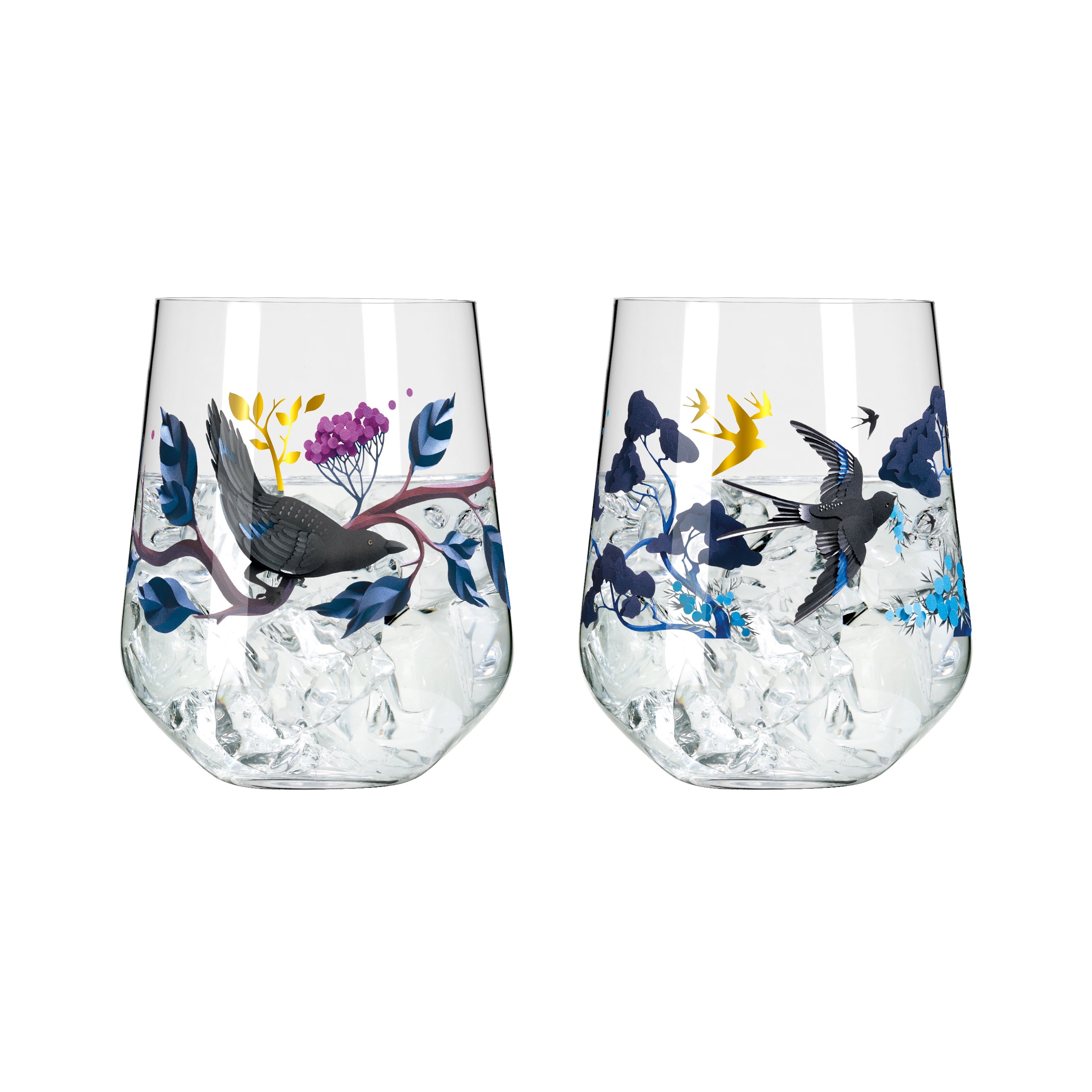 Botanic Glamour Gin Tumpler Glas 2er Set 710 ml Edles Longdrinkglas&#8208;Set,oyanne Horscroft 202 in einer exklusiven Geschenkverpackung
