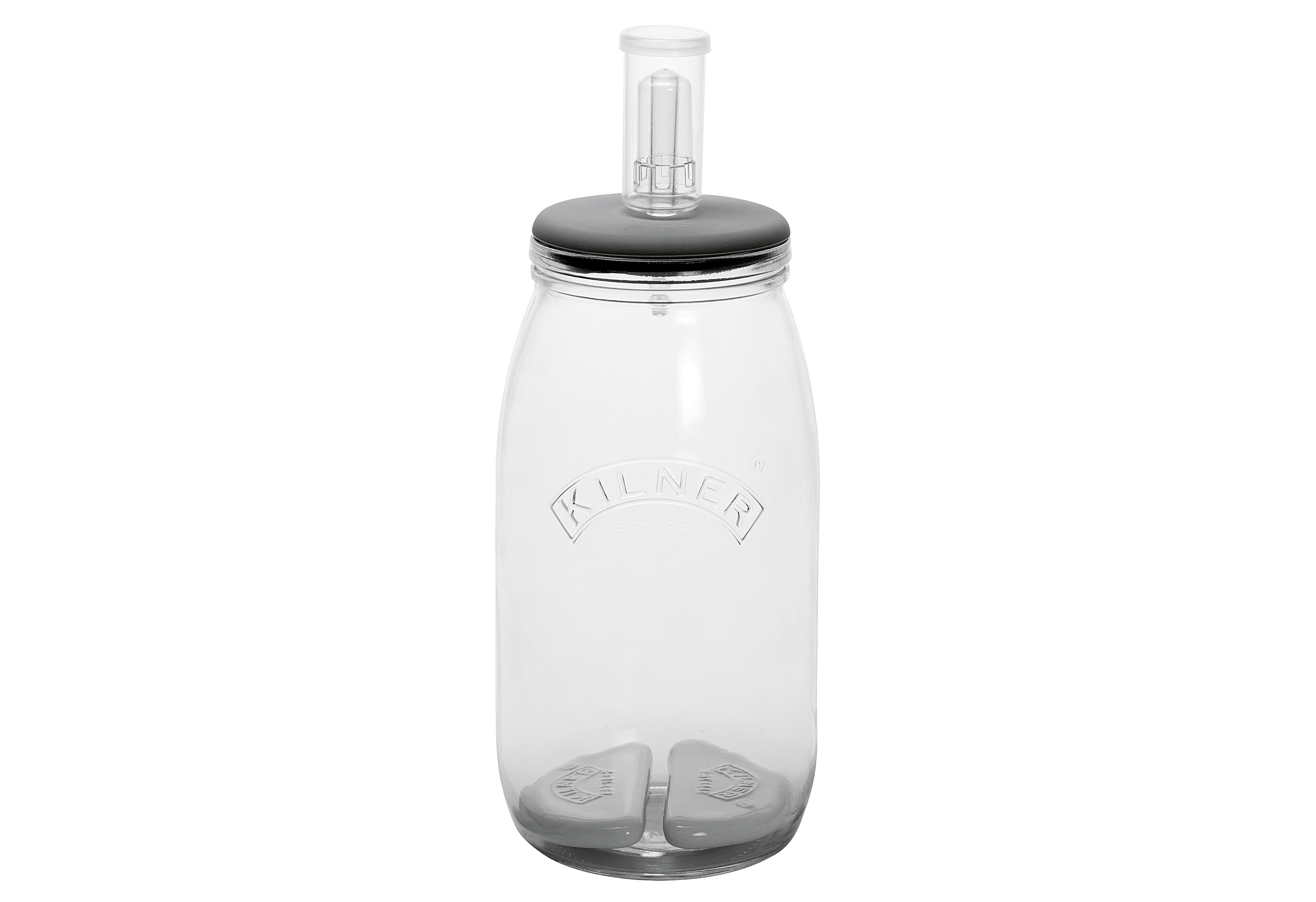 Fermentier-Set Glas / Silikon / Keramik 1 x 3 Liter-Schutzglas mit Silikon-Deckel,  1 x Luftentzugs-Pipette mit Stöpsel, 2 x Keramik-S