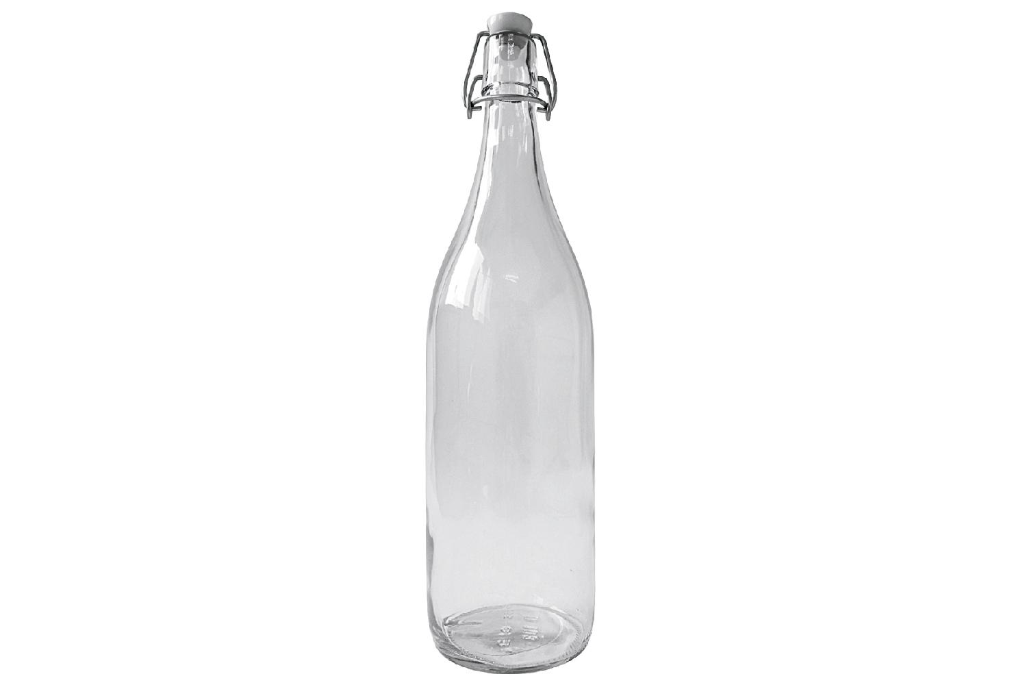 Glasbügelflasche 500ml Glas, Kunststoffkopf, rostfreiem Bügelverschluss  