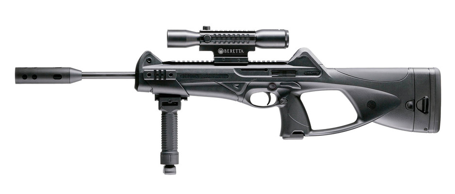 Beretta Cx4Storm XT, 4,5mm Diabolo, 7,5Joule,CO2 175mtr./sek, 88gCO2, Single Action, 30 Schuss,  incl.Zweibein,ZF4x32, Schalldämper,Adapter für 12g