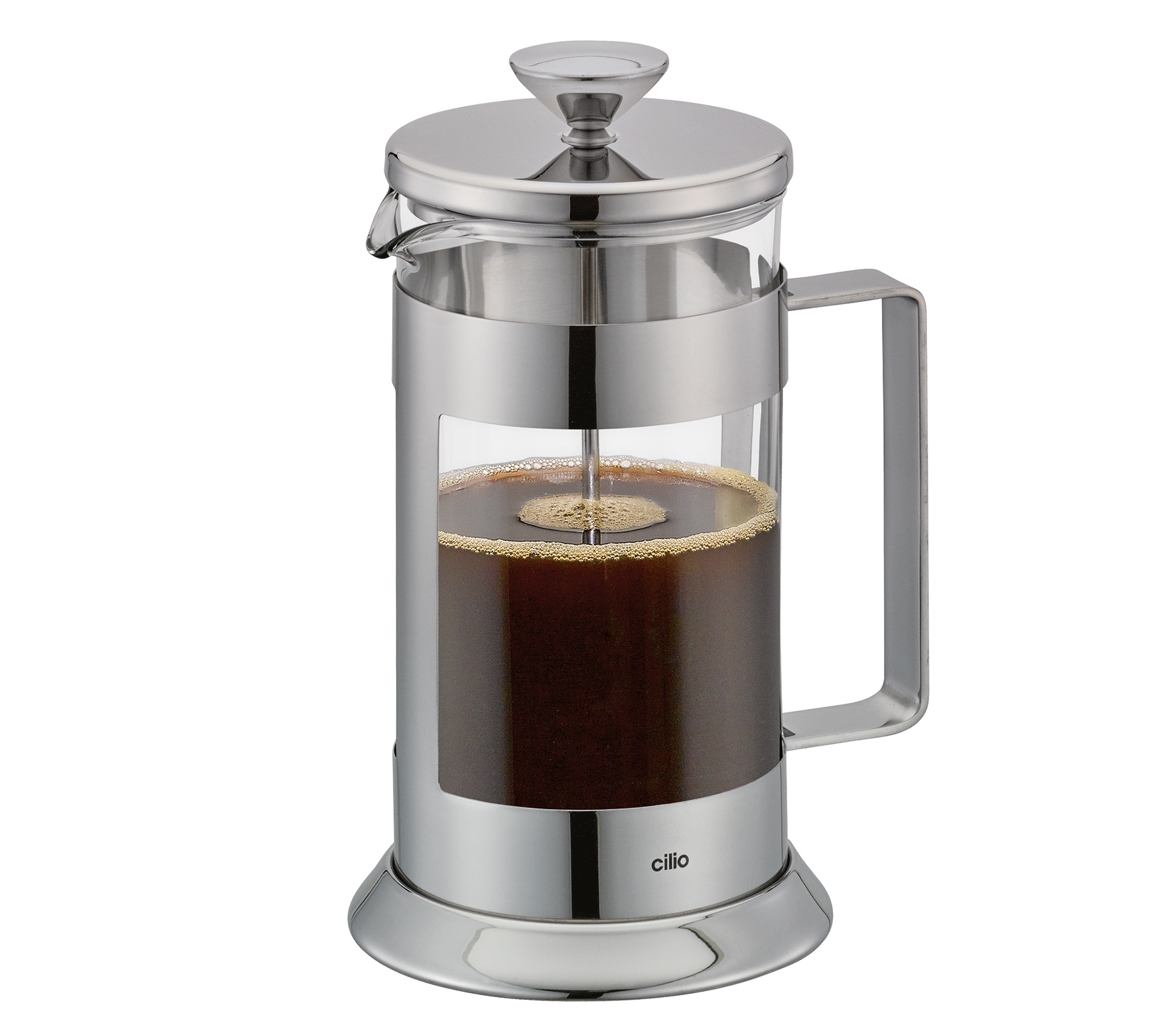 Kaffeebereiter LAURA 8 Tassen polierter Edelstahl + hitzebeständiges Spezialglas 
