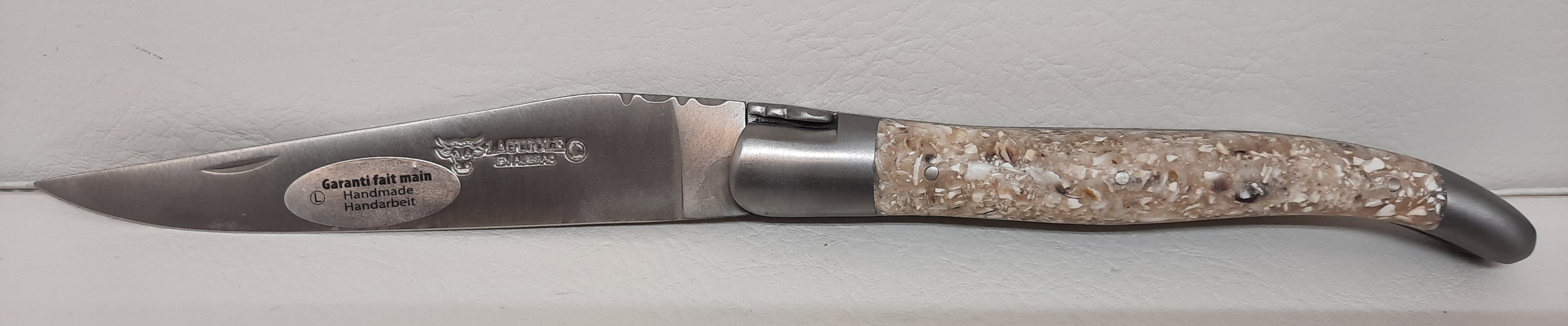 Laguiole Taschenmesser Austernschwanz 12 cm  inox matt Coq Huitre 