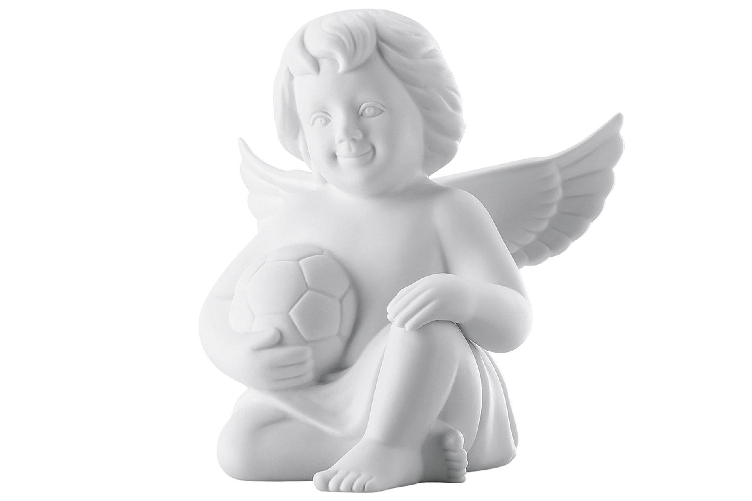 ROSENTHAL Engel mit Fussball weiß matt 10cm Porzellan weiß matt H 10 cm  
