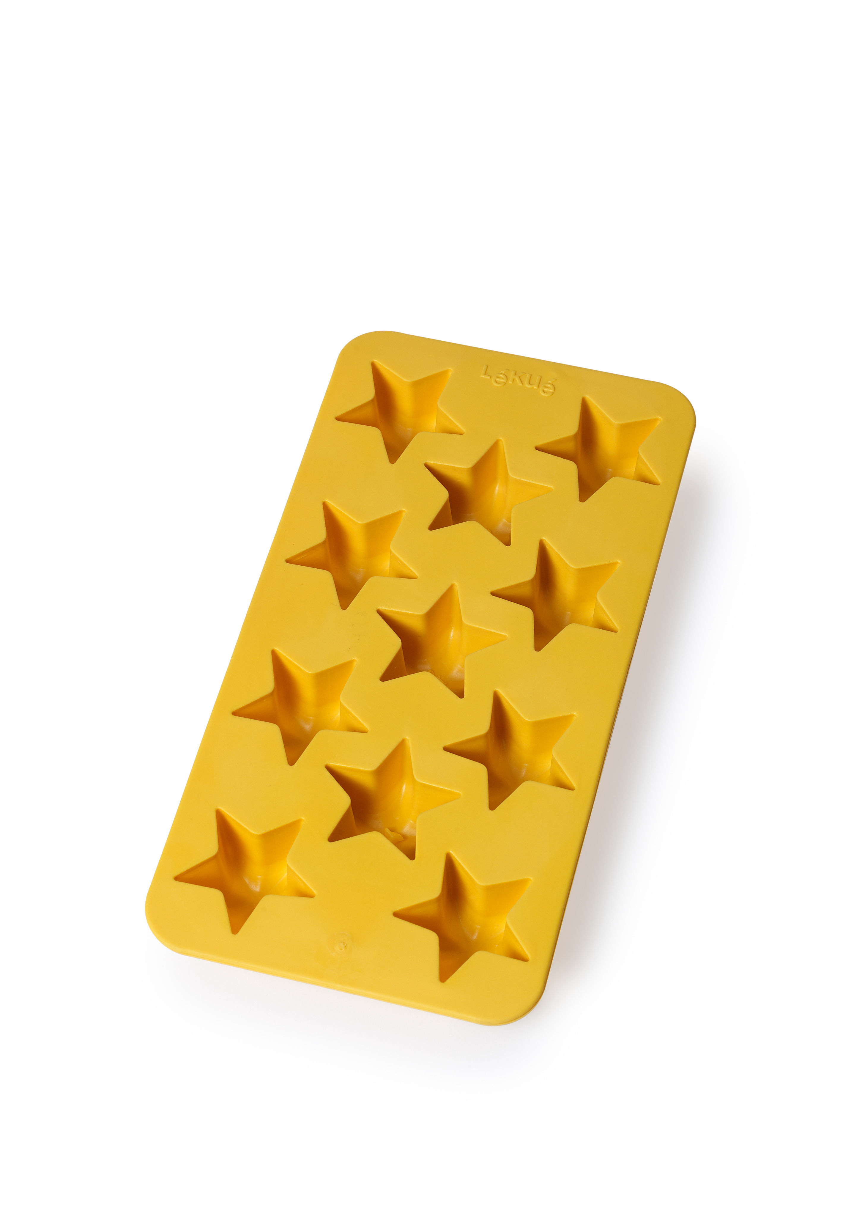 Eiswürfelform Sterne gelb, für 11 Eiswürfel, mit  Deckel 