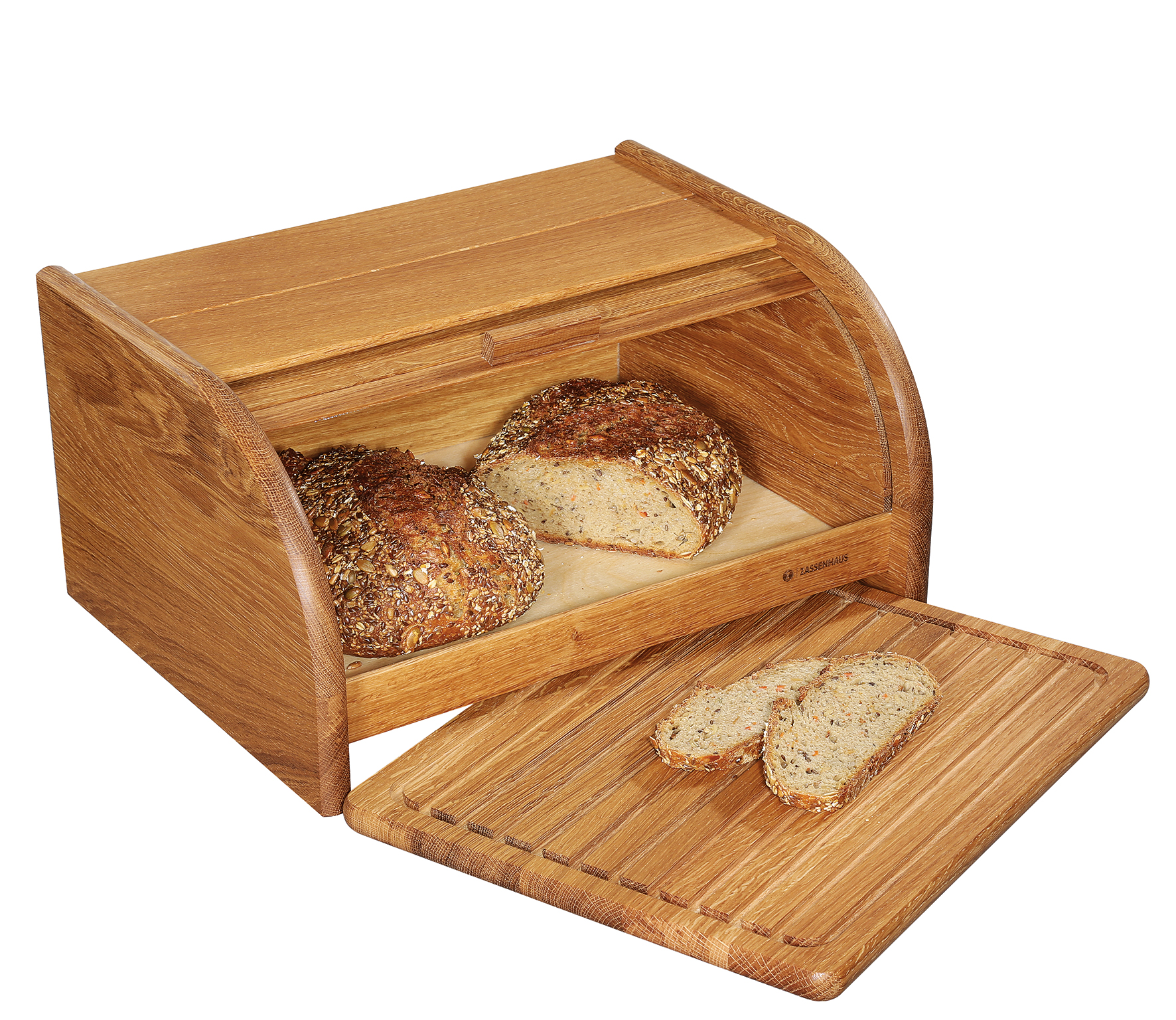 Brotkasten COUNTRY mit Brett, Eiche 40 x 30 cm Brotkasten für stilvolles Aufbewahren von Brot und Gebäck inklusive praktischem Brotschneidbrett
