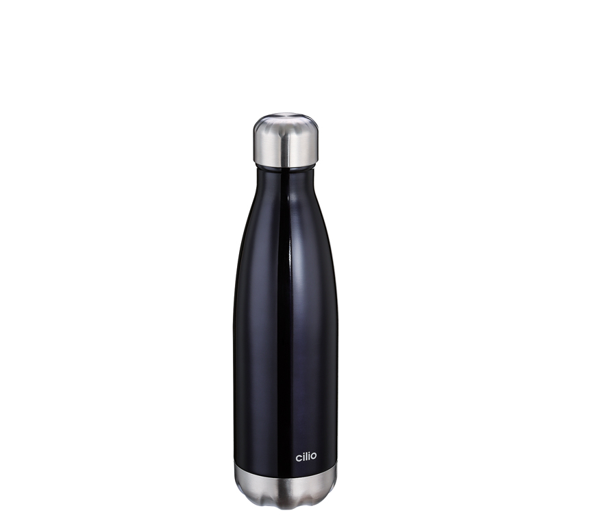 Isolierflasche Eleg.black 0,5l für Kohlensäure   auslauf- und bruchsicher  + hält zuverlässig warm 