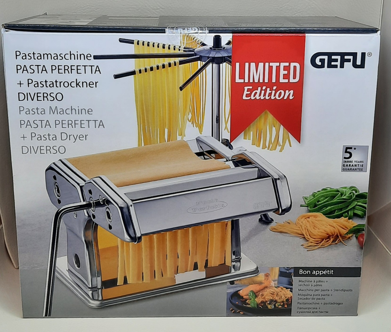 Pastamaschine PERFETTA+Nudeltrockner für Tagliolini, Tagliatelle und Lasagne 