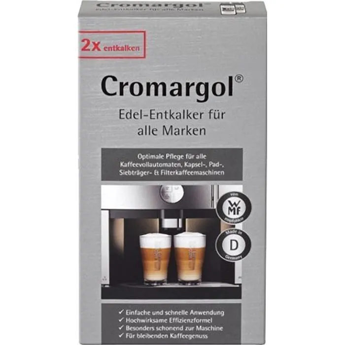 2 x 100 ml Cromargol Edelentkalker für alle Marken 1 Portion (100ml) entspricht 1 Reinigungsvorgang. 
