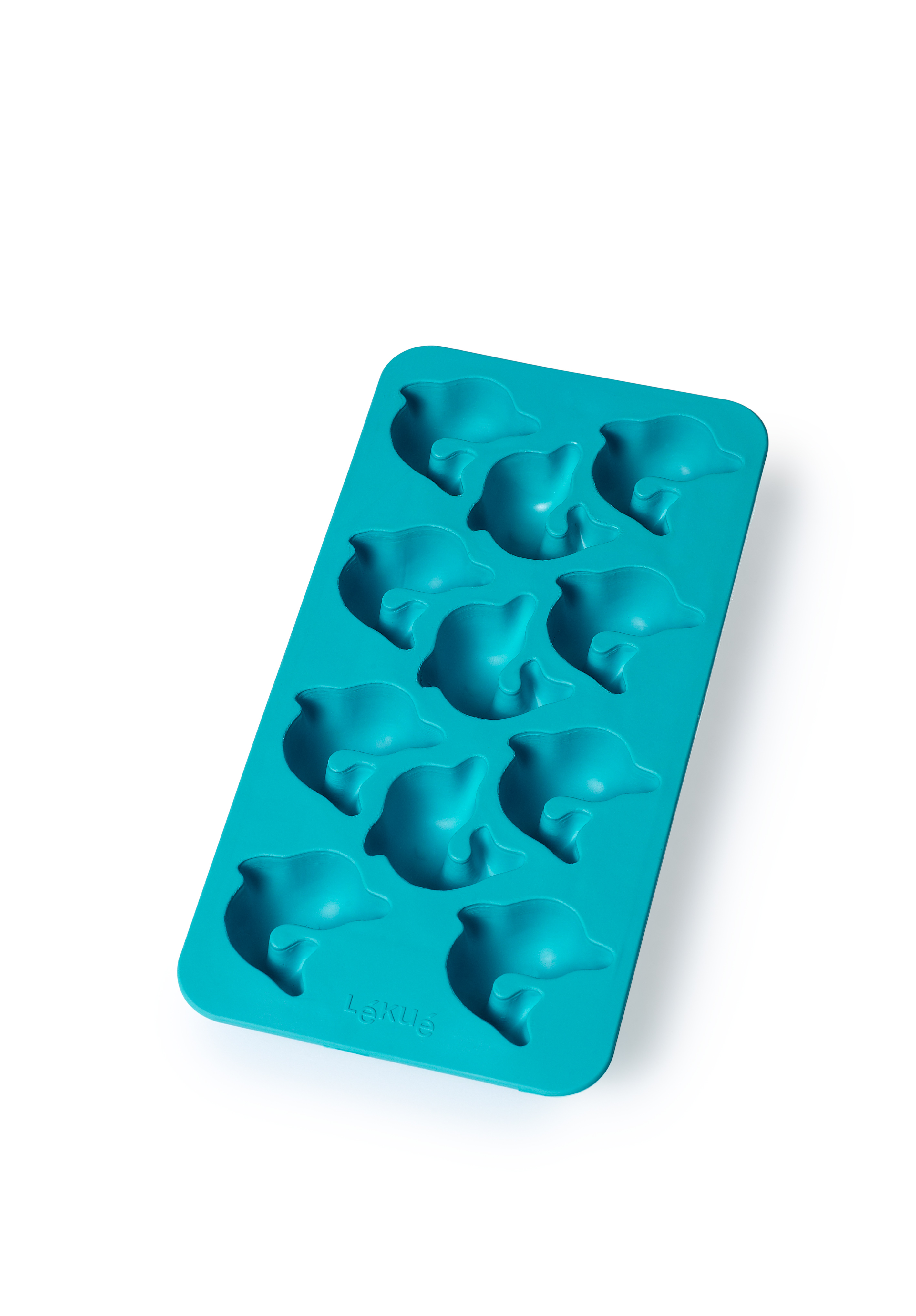 Eiswürfelform Delfine blau, für 11Eiswürfel, mit  Deckel 