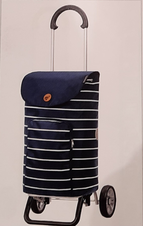Scala Shopper Plus Mia  blau mit weissen Streifen Einkaufstrolly, 47l tascheninhalt, abnehmbare Tasche
