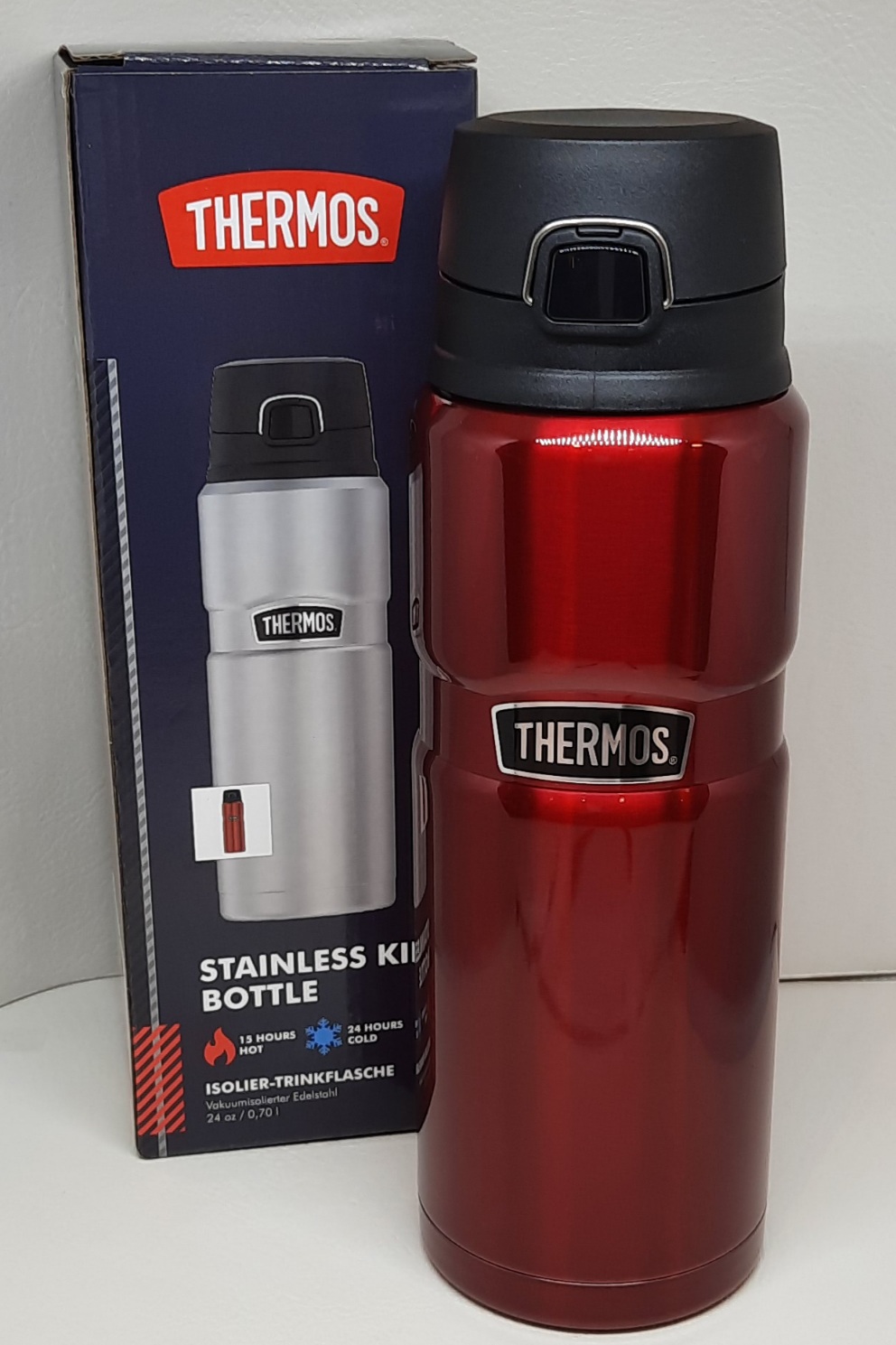 Isoliertrinkflasche Thermos Stainless King 0,7l cranberry red, doppelwandig, frei von BPA 