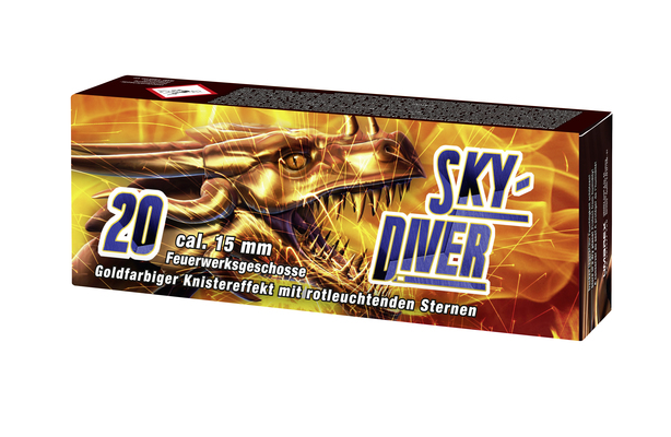 Umarex Sky Diver, 15mm, 20er Schachtel Ausstoß von roten Sternen brennt gold blinkend ab 
