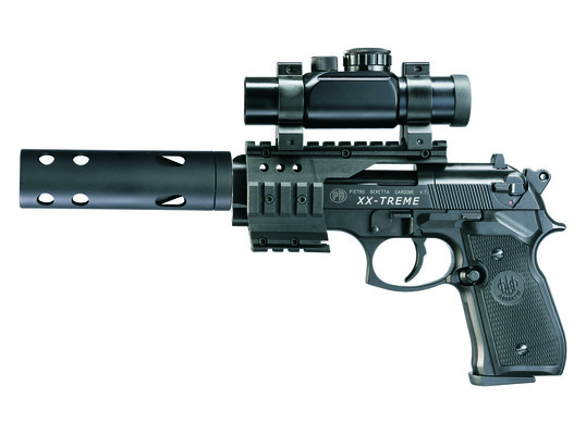Beretta 92 FS XX-TREME, 4,5mm Diabolo,CO2,4,0Joule 130mtr./sek,8Schuss, incl.MontageTopPoint I und Kompensator, Single/Double Action