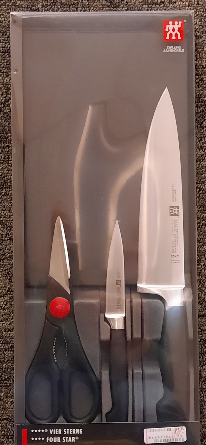 Messer Set 4 Sterne 3tlg. 20cm Kochmesser,10cm Spickmesser & Küchenschere 