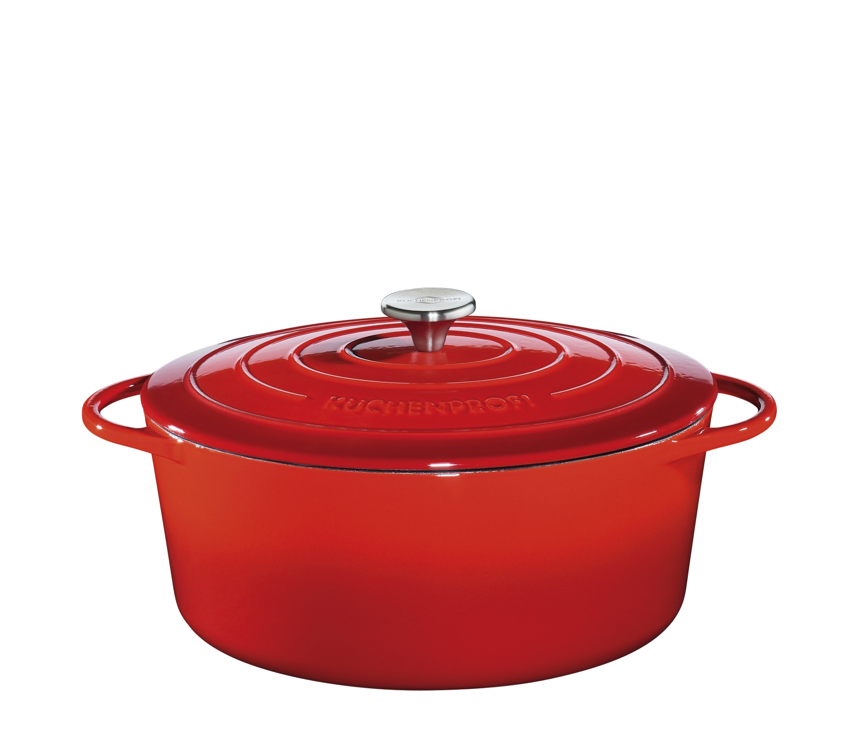 Bratentopf oval mit Gussdeckel PROVENCE 35 rot emailliertes Gusseisen + energiesparend, 8,9l 