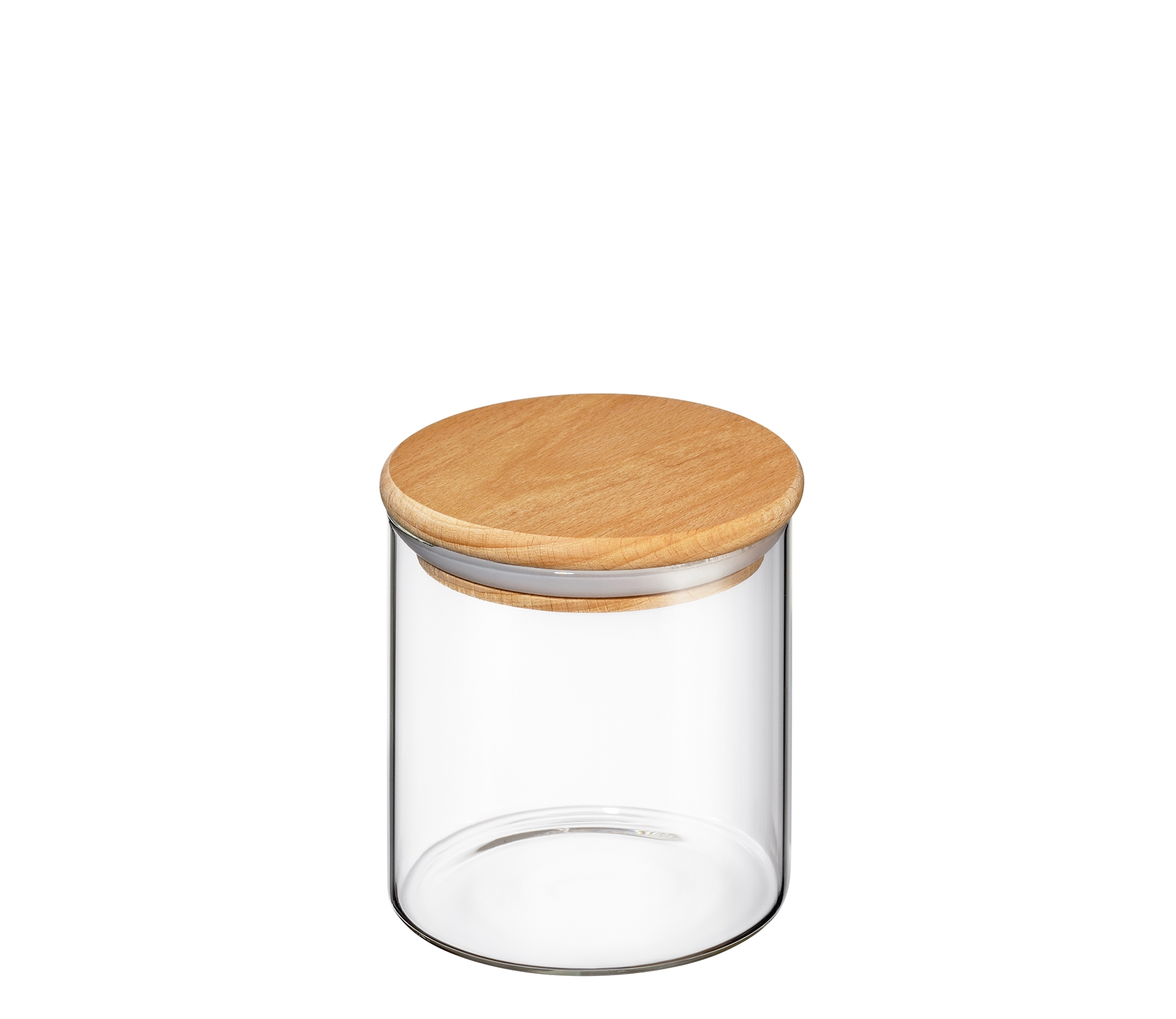 Vorratsglas mit Holzdeckel 0,6l  Borosilikatglas und Buchenholz 