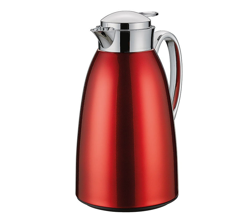 Isolierkanne VENEZIA rot 1,0l  für heiße oder kalte Getränke,mit Vakuum-Hartglas 