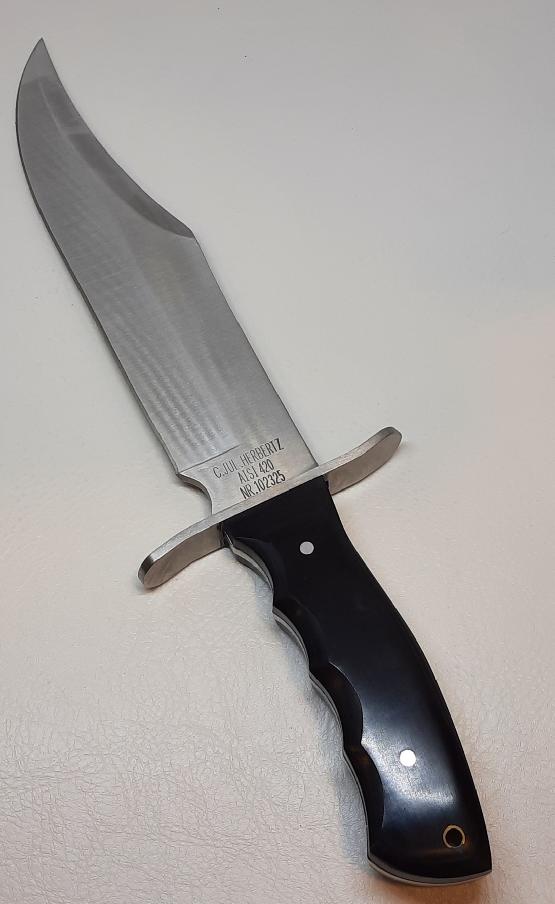 Bowie-Messer.,Pakka,Griffmulden Gesamtlänge 38cm, Klingenlänge 24,8 