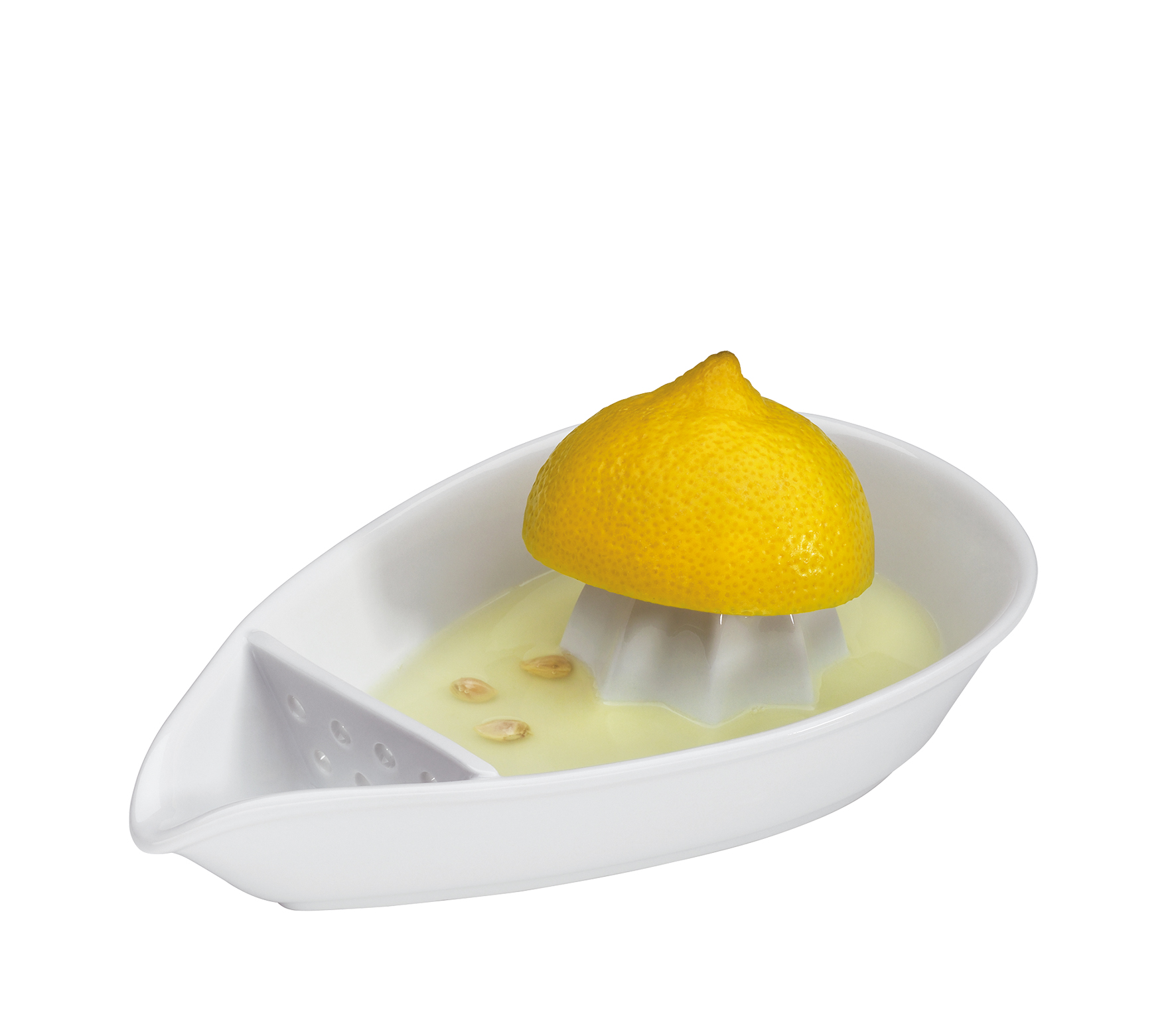 Zitronenpresse,Porzellan Die Kerne werden aufgefangen & der Ausgießer garantiert ein tropffreies Umfüllen.