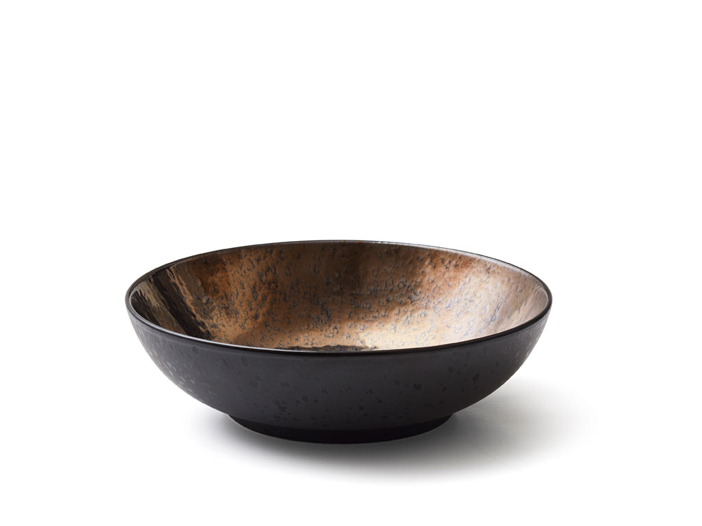 Bowl 24 cm black/bronze Steingut, Spülmaschienengeeignet 