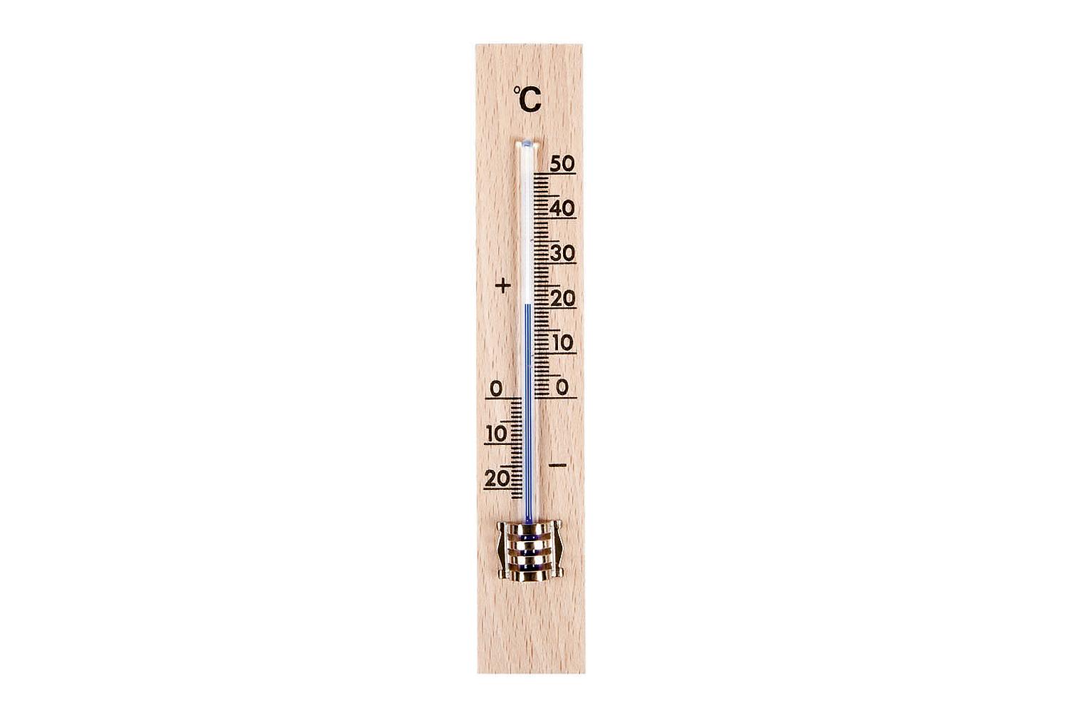 TFA Zimmer-Thermometer Holz 15x2,6cm  Buchenholz, zur Kontrolle der Innentemperatur,  Messbereich –20 °C bis +50 °C, hohe Genauigkeit