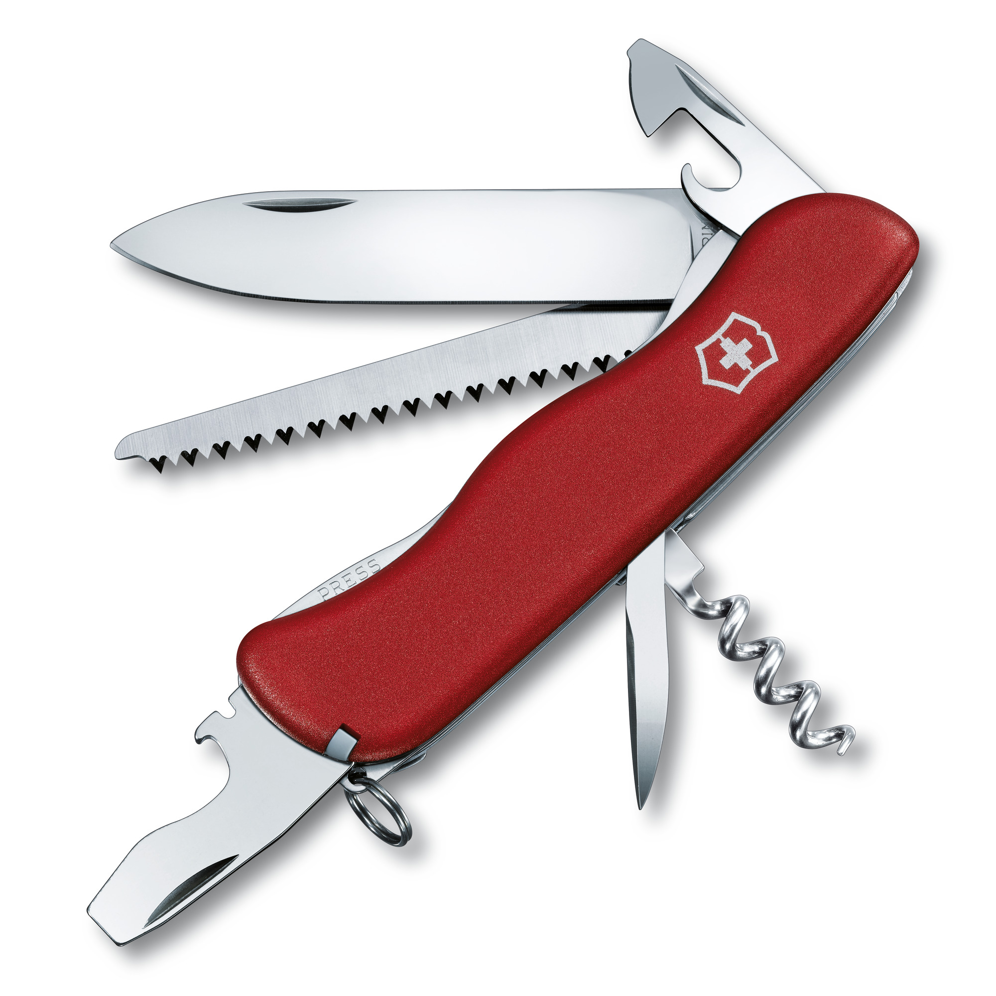 Taschenmesser FORESTER rot mit 12 Funktionen Workman mit Platinen-Verriegelung