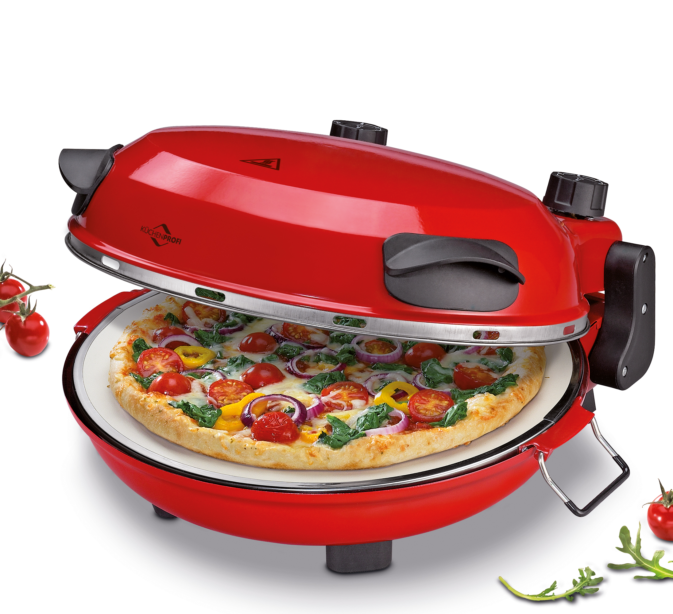 Pizza Maker NAPOLI Maße: 36 × 35 × 17 cm  regelbare Ober- und Unterhitze  von ca. 150-430°C ideal für Pizza, Flammkuchen, regelbare Ober- und 