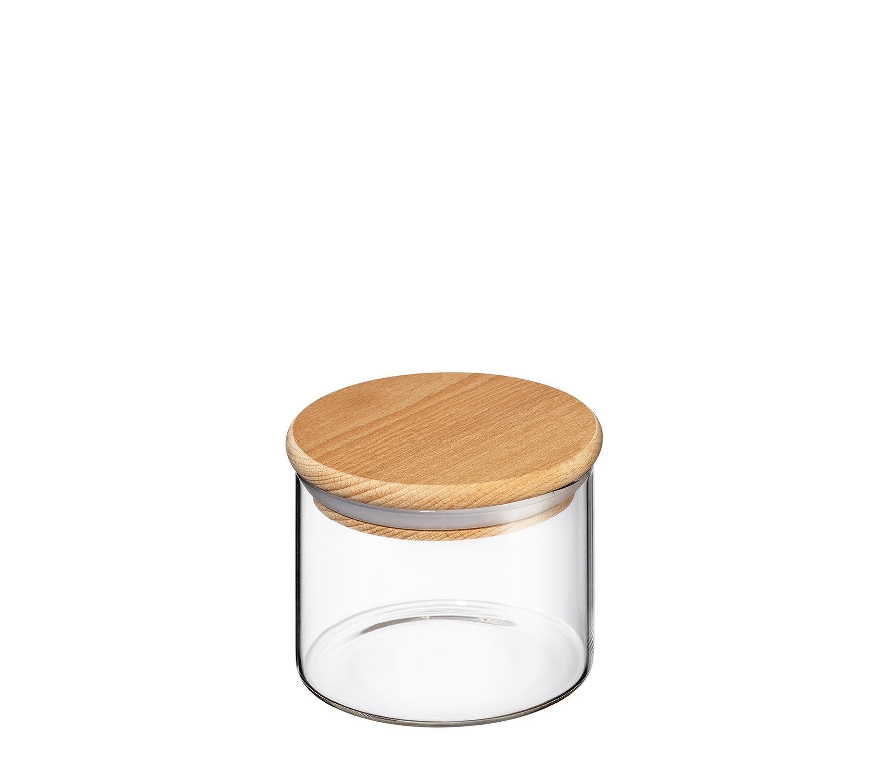 Vorratsglas mit Holzdeckel 0,350l  Borosilikatglas und Buchenholz 