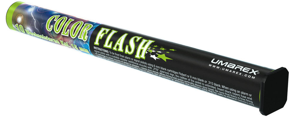 Umarex Color Flash, 15mm, 10er Röhrchen Leuchtspur mit  Wechselstern 4xrot-grün,3x grün-weiss,3xrot-w 